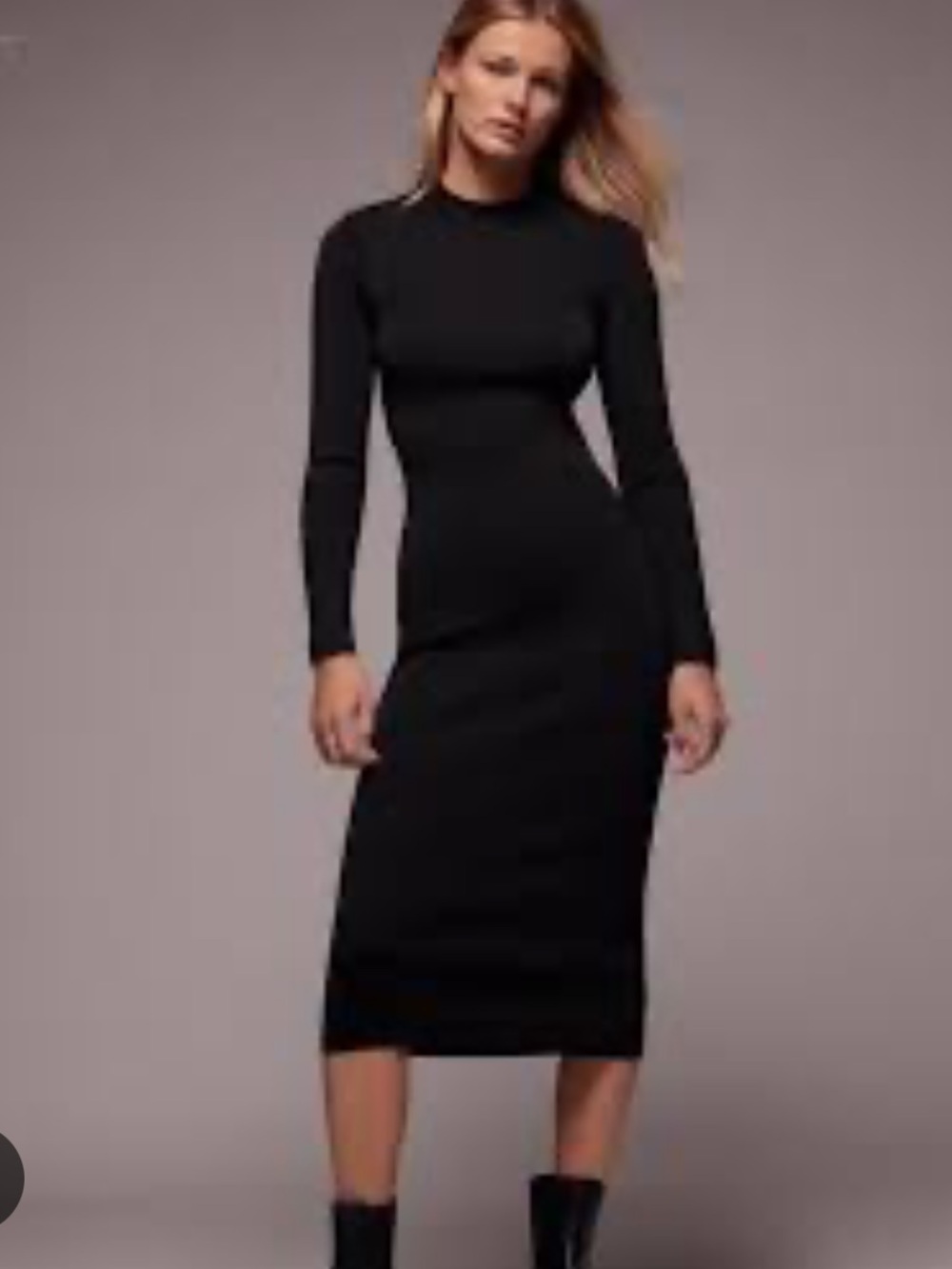 NWT Zara Black Long Sleeve Midi Dress - Classic Mock Neck Medium